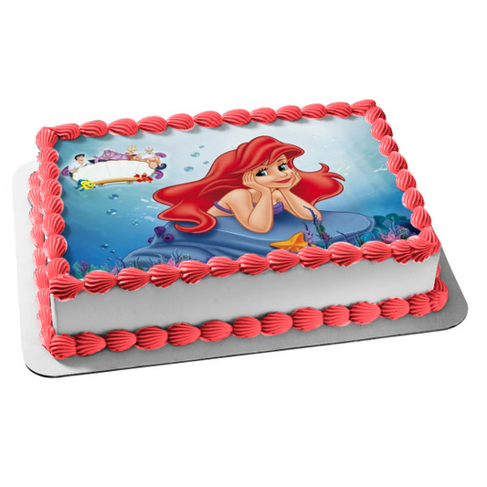 Disney the Little Mermaid Flounder Sebastian Ariel Ursula Prince Eric King Triton Edible Cake Topper Image ABPID27659