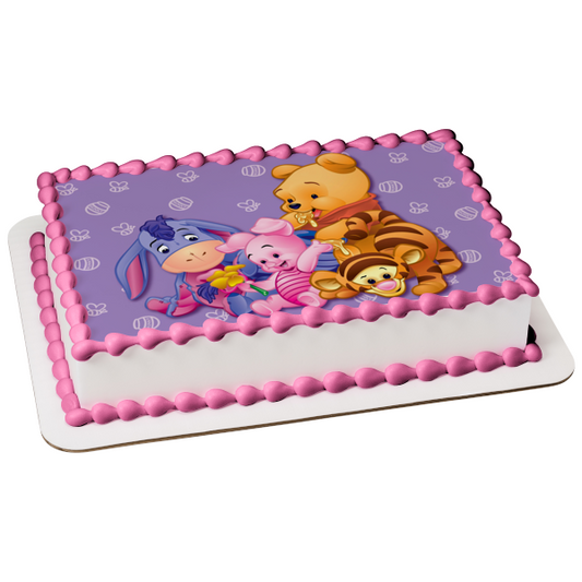 Disney Babies Winnie the Pooh Eeyore Piglet Tigger Bees Fondo de Honeypot Imagen comestible para decoración de tarta ABPID27660 