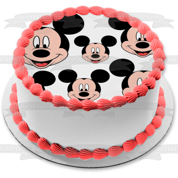 Disney Mickey Mouse Faces Smiling Edible Cake Topper Image ABPID49566