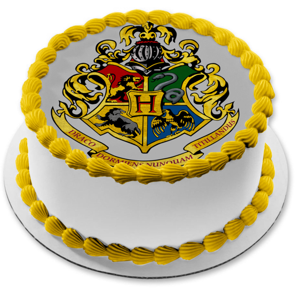 Harry Potter Hogwarts Crests Draco Dormiens Nunquam Titllandus Edible Cake Topper Image ABPID27809