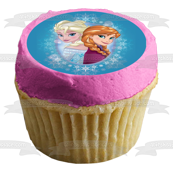 Disney Frozen Anna Elsa Snowflakes Edible Cake Topper Image ABPID49657