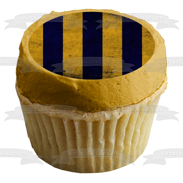 Harry Potter Ravenclaw Striped Background Blue Gold Edible Cake Topper Image ABPID27811