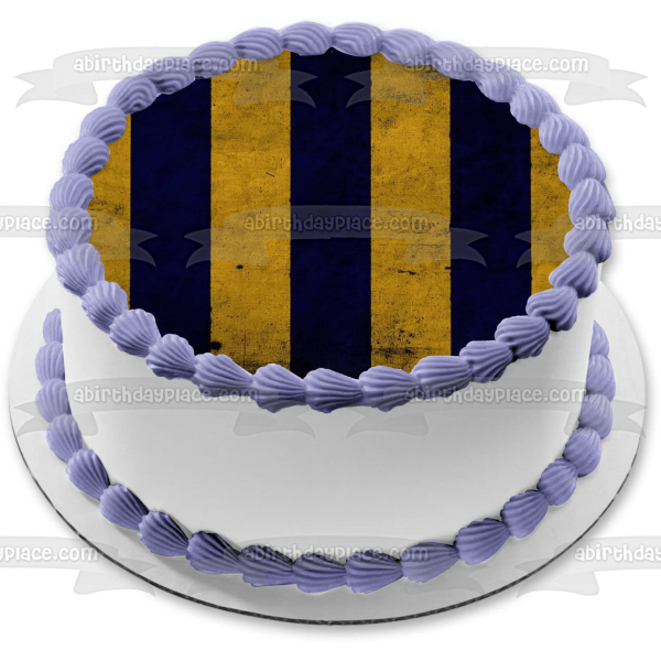 Harry Potter Ravenclaw Striped Background Blue Gold Edible Cake Topper Image ABPID27811