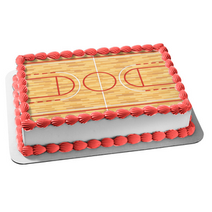 Wood Basketball Court Sports Edible Cake Topper Image ABPID27822