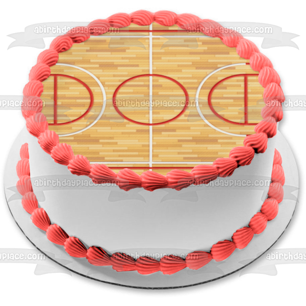 Wood Basketball Court Sports Edible Cake Topper Image ABPID27822
