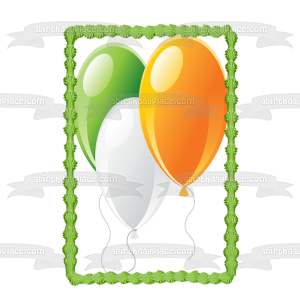 Balloons Green White Yellow Edible Cake Topper Image ABPID27824
