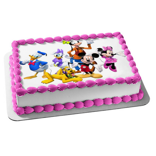 Disney Mickey Mouse and Friends Donald Duck Daisy Duck Minnie Mouse Goofy Pluto Edible Cake Topper Image ABPID27843