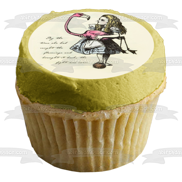 Truly Alice and Flaimngo Tea Party Birthday Edible Cake Topper Image ABPID50242