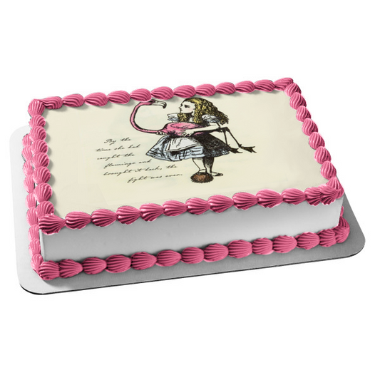 Truly Alice and Flaimngo Tea Party Birthday Edible Cake Topper Image ABPID50242