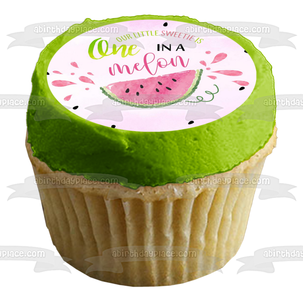 Our Sweetie Is One In a Melon Birthday Baby Shower Edible Cake Topper Image ABPID50250