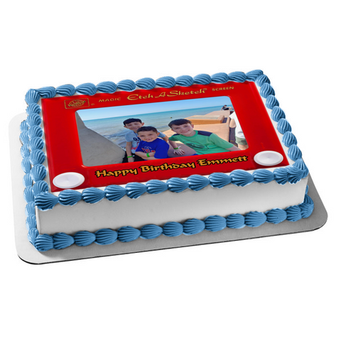 Etch a Sketch Own Photo Personalized Classic Games Edible Cake Topper Image Frame ABPID50405