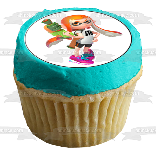 Splatoon 2 Inklings Pink Orange Blue Turquoise Edible Cupcake Topper Images ABPID50408
