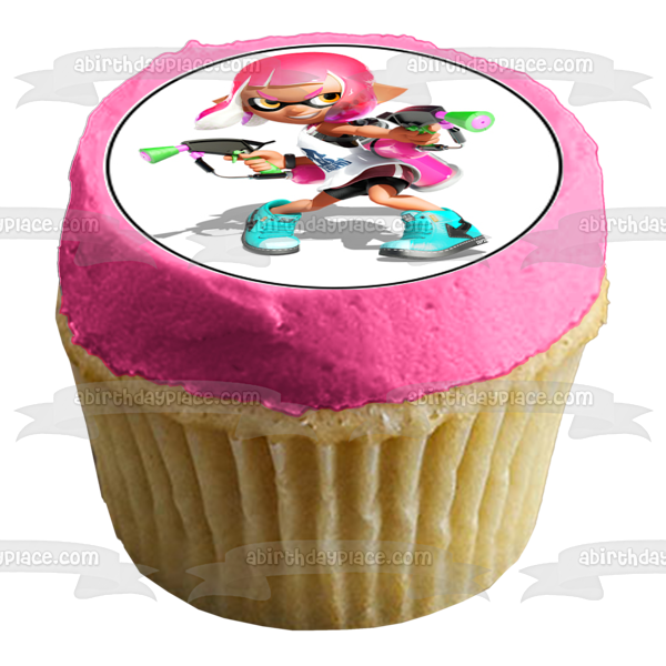 Splatoon 2 Inklings Pink Orange Blue Turquoise Edible Cupcake Topper Images ABPID50408
