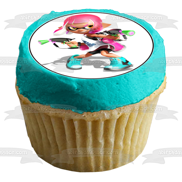 Splatoon 2 Inklings Pink Orange Blue Turquoise Edible Cupcake Topper Images ABPID50408
