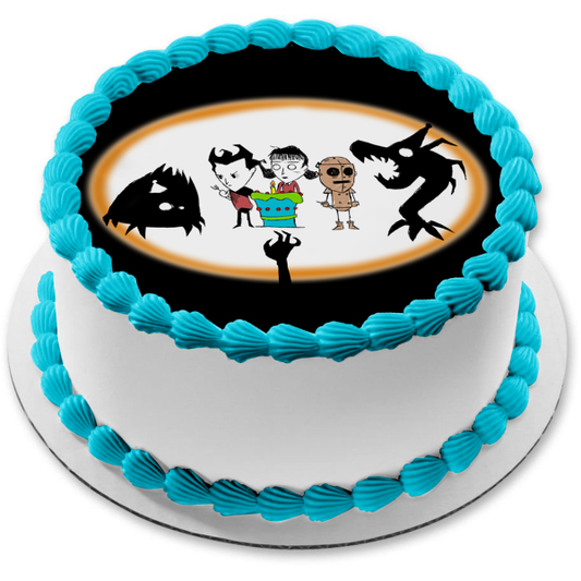 Round Don't Starve It's Your Birthday de Spookypop Lienzo comestible para decoración de tarta, imagen comestible para decoración de tarta, imagen ABPID50269 