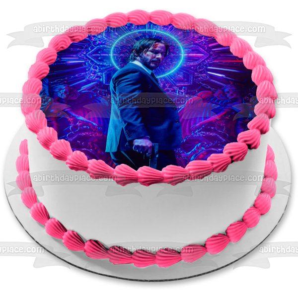 John Wick Parabellum Movie Poster Keanu Reeves Neo-Noir Baba Yaga Edible Cake Topper Image ABPID50430
