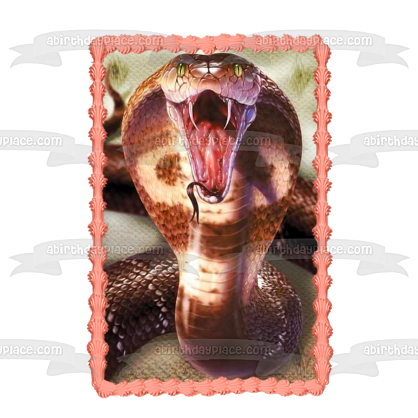 King Cobra Snake Hissing Edible Cake Topper Image ABPID50293
