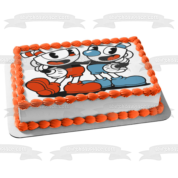 Cuphead and Mugman Edible Cake Topper Image ABPID50303
