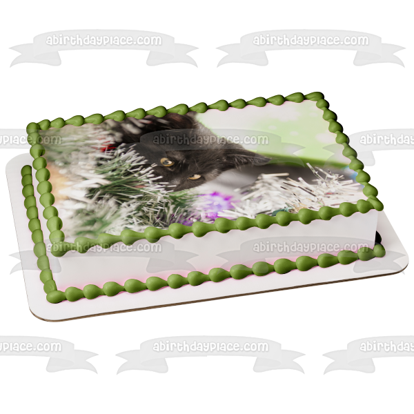 Sneaky Holiday Kitten Edible Cake Topper Image ABPID50466