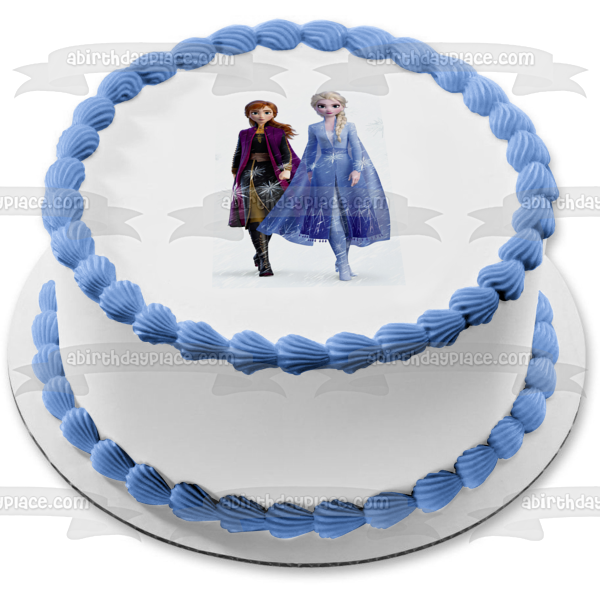 Disney Frozen 2 Elsa Anna Sisters Edible Cake Topper Image ABPID50336
