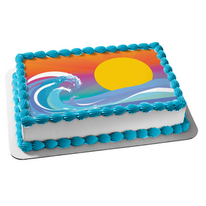 Sunset Beach Retirement Relaxation Vacation Edible Cake Topper Image ABPID50352