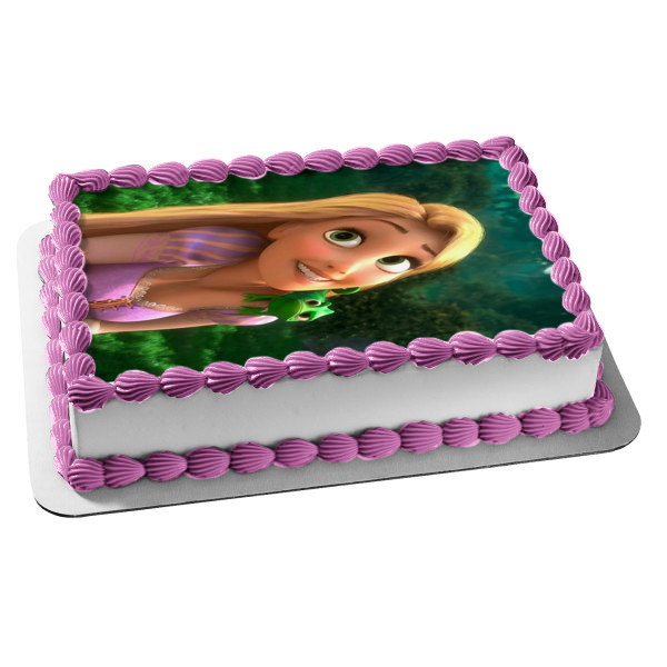 Tangled Rapunzel and Pascal Edible Cake Topper Image ABPID50360