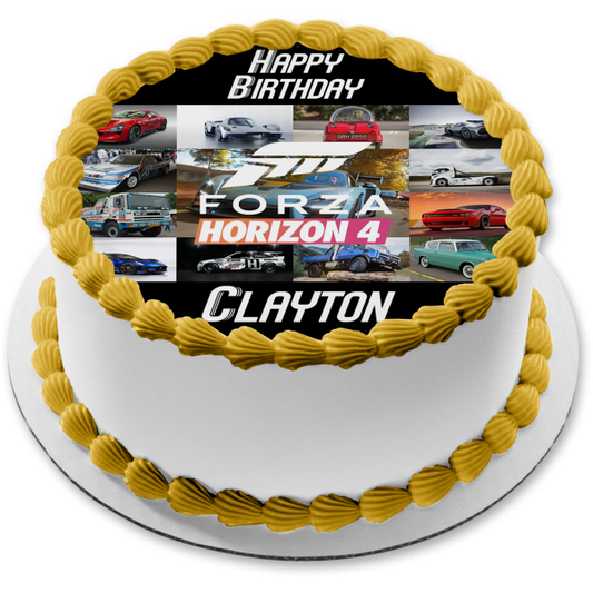 Forza Horizon 4 Cars Collage Racing Cars Aston Martin DB5 Edible Cake Topper Image ABPID50516