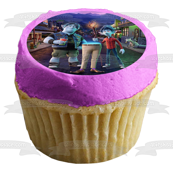 Onward Brothers Ian Lightfoot Barley Lightfoot Purple Mountains Ghost Dad Lightfoot Magical Town Edible Cake Topper Image ABPID50522