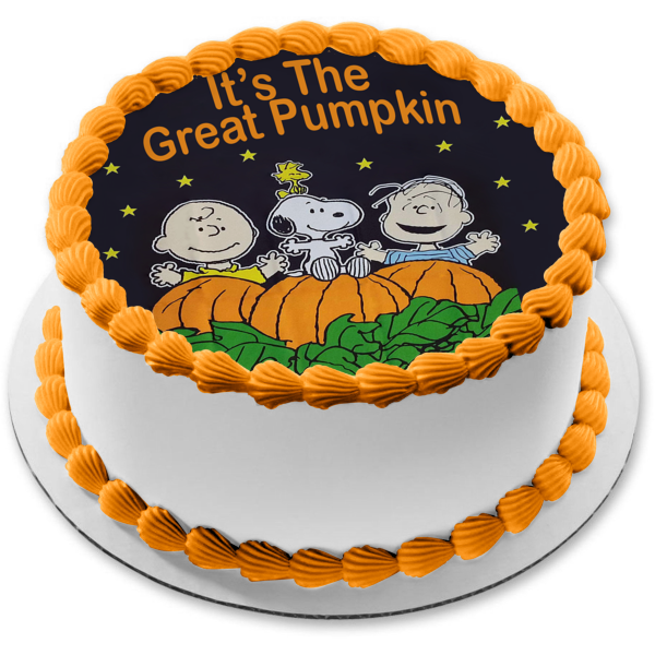 Peanuts Its the Great Pumpkin Charlie Brown Snoopy Woodstock Linus Edible Cake Topper Image ABPID50379