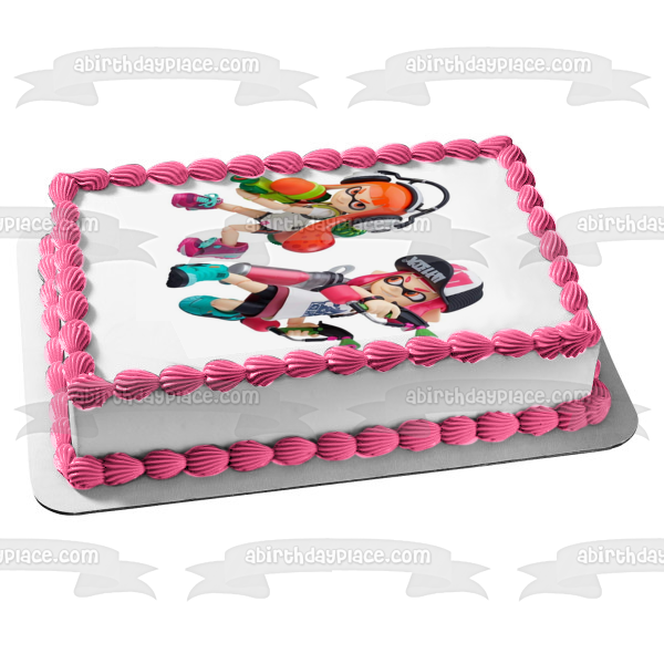 Splatoon 2 Inkling Pink Orange Edible Cake Topper Image ABPID50387