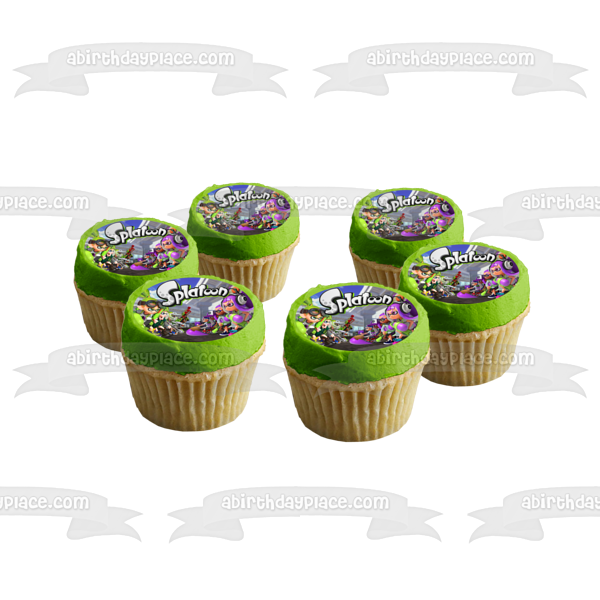 Splatoon 2 Inkling Lime Green Purple Edible Cake Topper Image ABPID50388