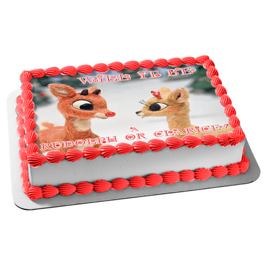 Rudolph the Rednose Reindeer Gender Reveal Edible Cake Topper Image ABPID50711