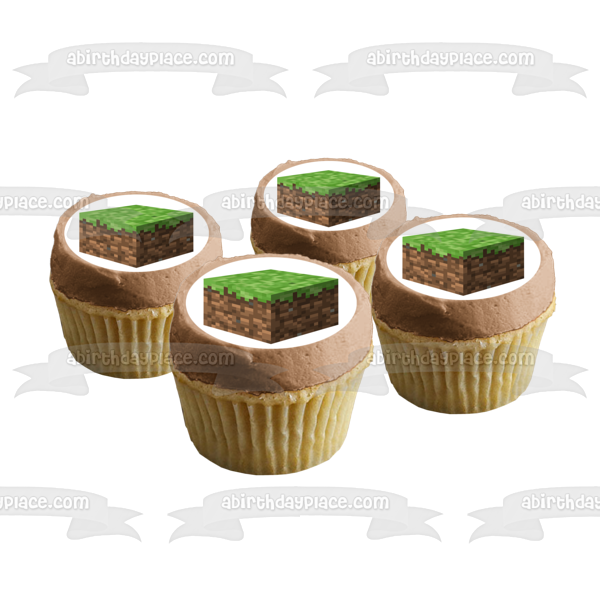 Imagen comestible para decoración de tarta con bloque de terreno de Minecraft ABPID00013 
