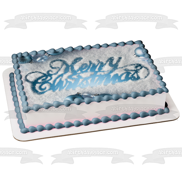 Merry Christmas Snow Ball Ornaments Edible Cake Topper Image ABPID50632