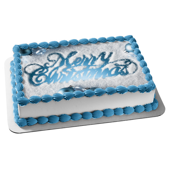 Merry Christmas Snow Ball Ornaments Edible Cake Topper Image ABPID50632