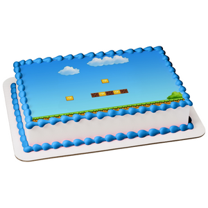 Mario Coins Background Winning Personalize with Your Name Edible Cake Topper Image ABPID50643