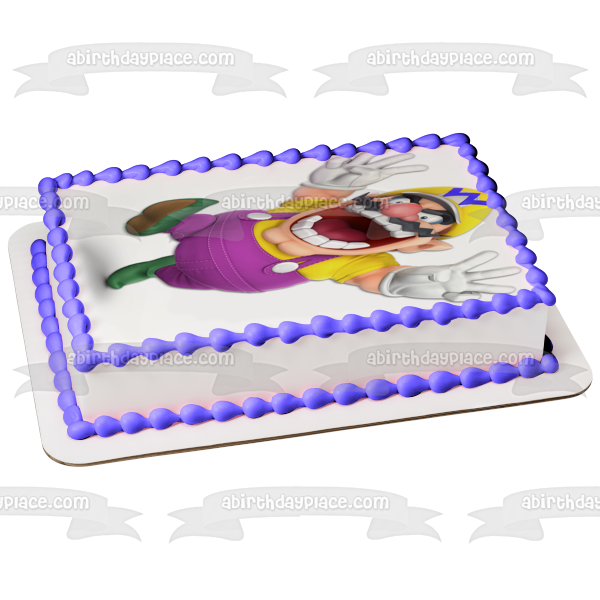 Wario Mario Party Winning Round Personalize with Your Name Edible Cake Topper Image ABPID50646