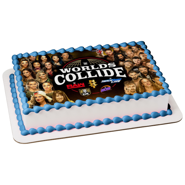 Wrestling Worlds Collide WWE Raw Nxt Smack Down Edible Cake Topper Image ABPID50777