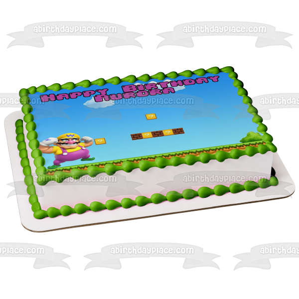 Wario Super Mario Smash Brothers Personalized Edible Cake Topper Image ABPID50657