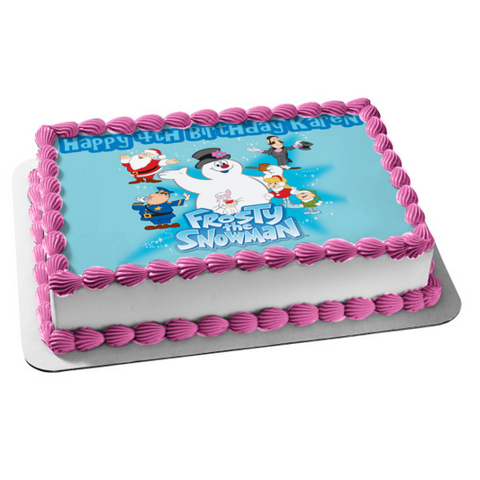 Frosty the Snowman and Friends Santa Professor Hinkle Karen Hocus Pocus Rabbit Edible Cake Topper Image ABPID50804