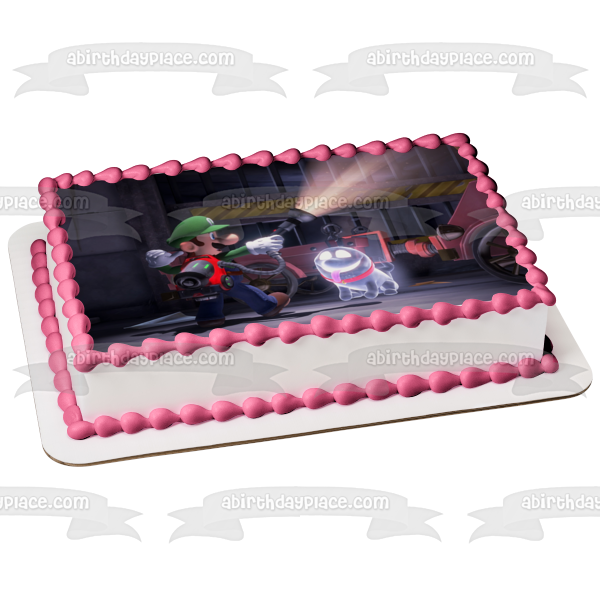 Luigi's Mansion Luigi and Polterpup Edible Cake Topper Image ABPID50661