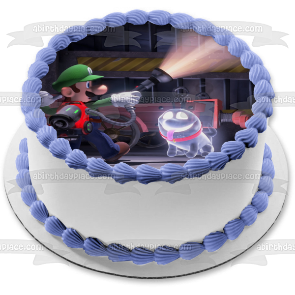 Luigi's Mansion Luigi and Polterpup Edible Cake Topper Image ABPID50661