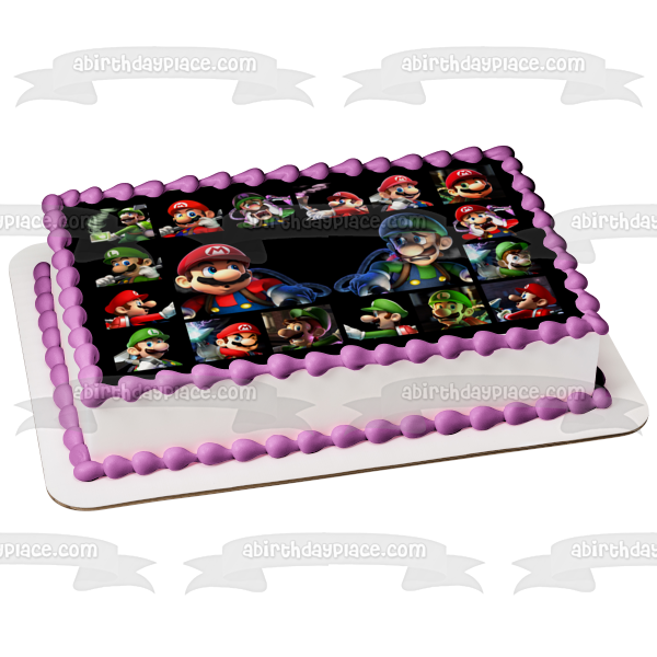 Mario and Luigi Super Mario Bros Luigi's Mansion Edible Cake Topper Image ABPID50662