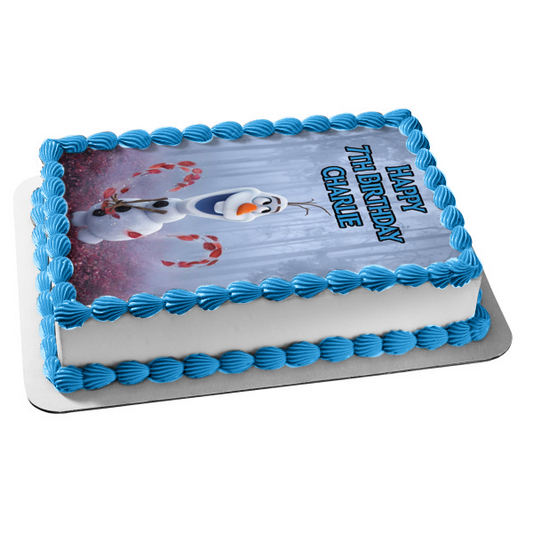 Frozen II Olaf Feliz cumpleaños personalizado comestible decoración para tarta imagen ABPID50668 