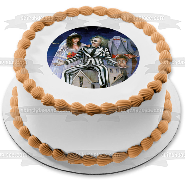 Tim Burton Beetlejuice Wedding Barbara Adam Wedding Edible Cake Topper Image ABPID50857