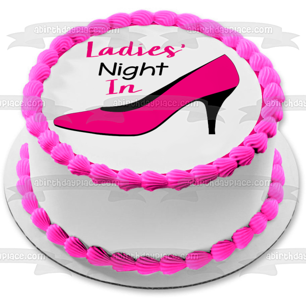 Ladies' Night In Pink High Heel Stiletto Edible Cake Topper Image ABPID50863