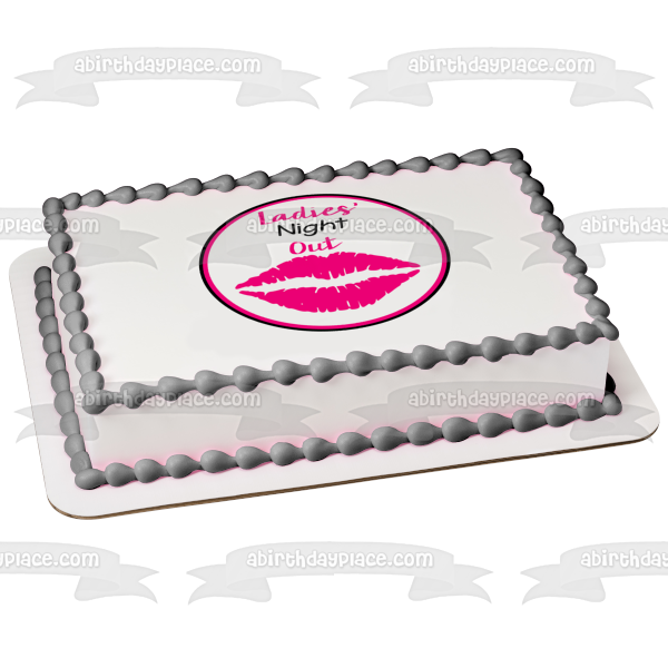 Ladies' Night Out Pink Lips Kiss Edible Cake Topper Image ABPID50864