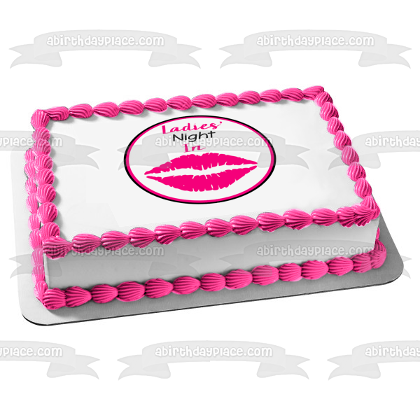 Ladies' Night In Pink Kiss Lips Edible Cake Topper Image ABPID50865