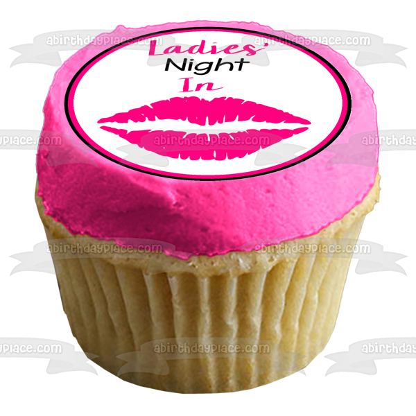 Ladies' Night In Pink Kiss Lips Edible Cake Topper Image ABPID50865