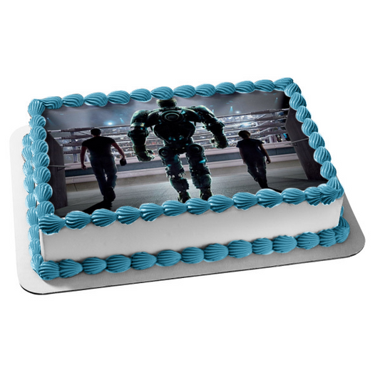 Imagen comestible para tarta con diseño de robot de lucha de acero real, Atom Max Charlie, anillo de boxeo, imagen ABPID50887 